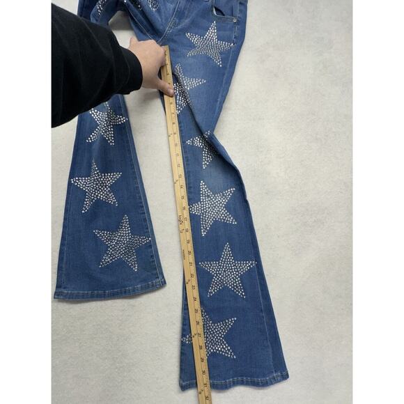 Austin Landing Womens Star Flare Jeans Size 00 Blue Stretch Crystal Western - Picture 6 of 12